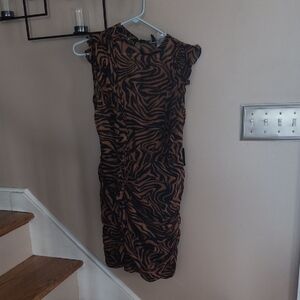 Express Brown and Black Animal Print Mini Dress